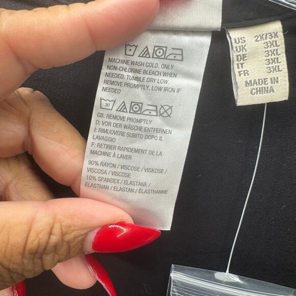 LOGO by Lori Goldstein Black Button Cardigan 3X Draped Open Front Top NWT - Picture 5 of 7